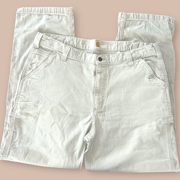 Vintage Carhartt men’s Canvas Workwear Light khaki relaxed fit Pants sz 40 x 32 - Picture 1 of 9